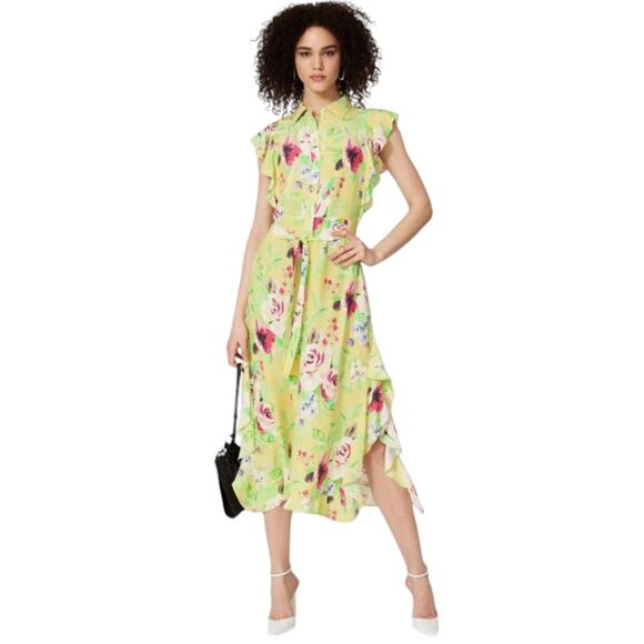 Marissa Webb Women's Spring Dress Size 4 Yellow Floral Sleeveless Boho Midi - Picture 1 of 11